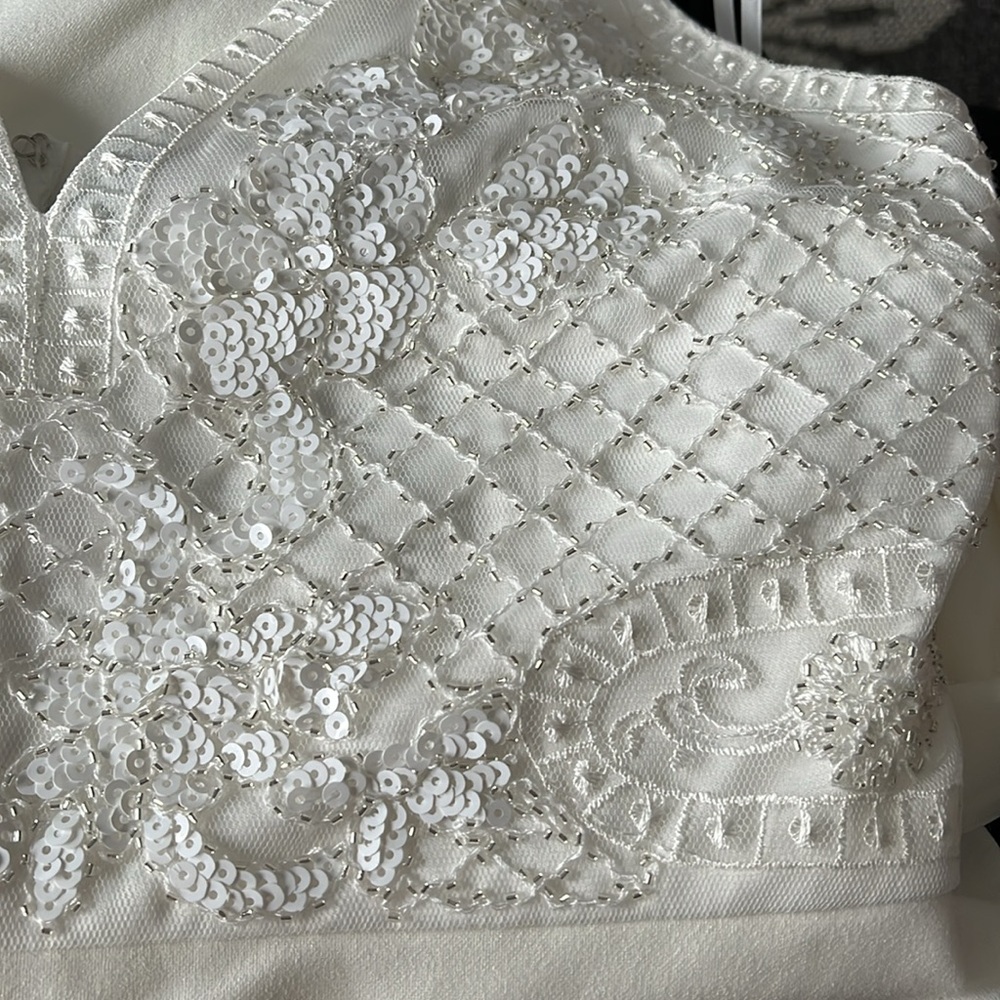 NWOT | LULU'S White Memorable Occasion Beaded Sequin Jumpsuit | Sz L - Picture 6 of 6